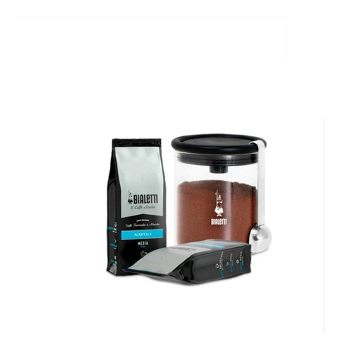 Kit Pote Vidro Barattolo+brinde Café Napoli Para Coador 250g