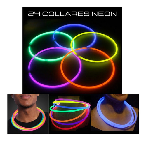 24 Collares Neon Cyalume Fiesta Glow Batucada Xv Boda