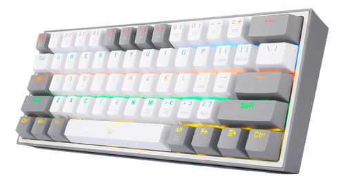 Teclado Gamer Redragon Fizz Rainbow K617r Blanco/gris Inglés Idioma Inglés Us