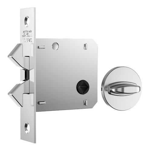 Fechadura Porta De Correr Wc 1006 Cromada Roseta Redonda