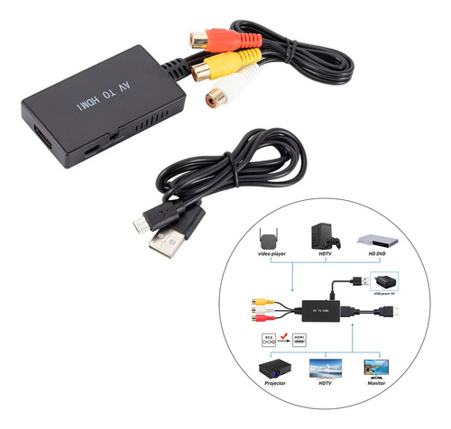 Convertidor Rca A Adaptador Compuesto A 1080p Pal Proyector