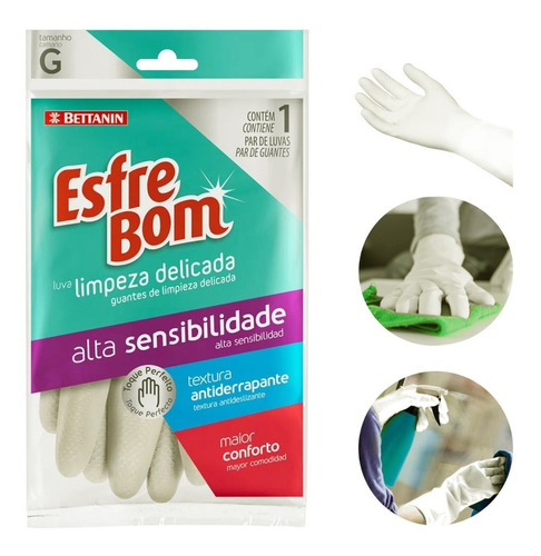 Luva Limpeza Delicada G Látex Branco Bt13005g Esfrebom
