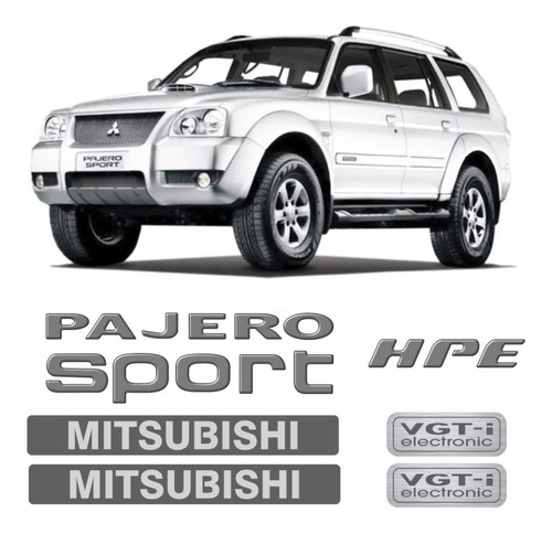 Kit Adesivo Emblemas Pajero Sport Hpe Vgt-i 2009 Mitsubishi