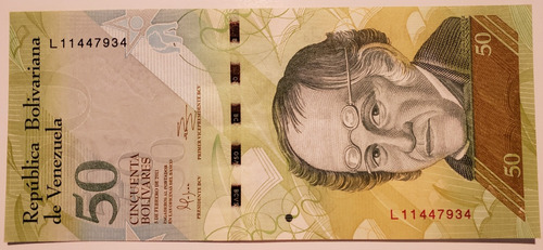 Billete Venezuela 50 Bolívares Febrero 2011 L8 Unc