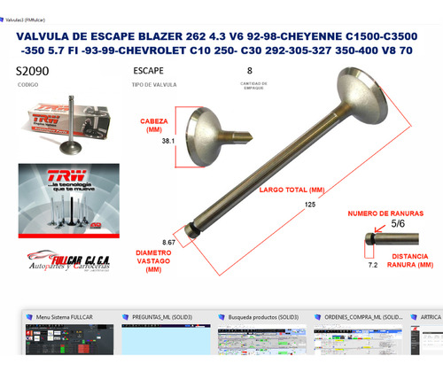 Valvula Escap Chevrolet M235 250 350