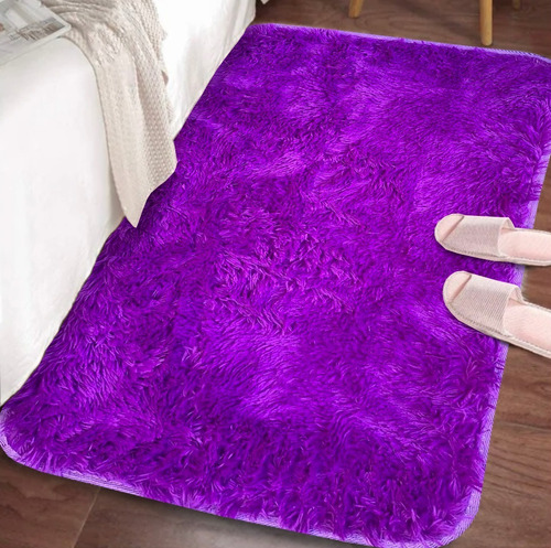 Alfombra Soft Suave Pelo Largo Violeta Osc 60x90 Cm Kreatex