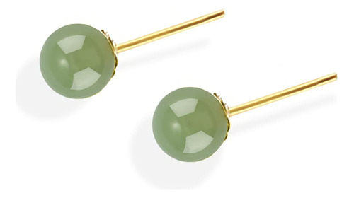 Pendientes Pequeños De Jade Verde 14k Oro Rellenado Ar...