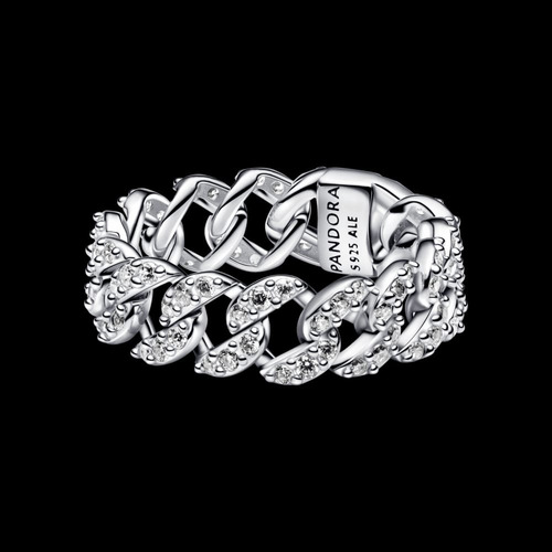 Anillo Pandora Cadena Cubana Plateado 7
