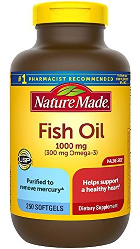 Aceite De Pescado Hecho En La Naturaleza 1000 Mg, 250 Cápsul