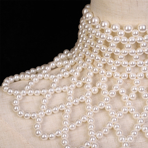 (w) Collares Tipo Chal De Perlas, Cadena Corporal, Cuello Co