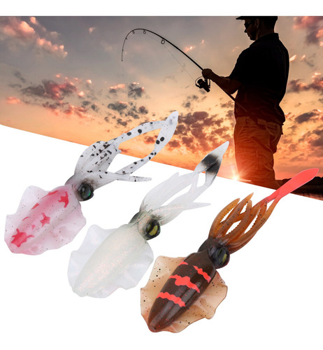 Carnada Soft Lure, 3 Unidades, De Simulación, Para Calamar A