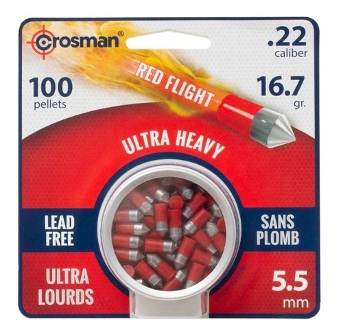 Imagem 1 de 2 de Chumbinho Aço Red Flight 5.5mm .22 16.7g Crosman Ultra Heavy