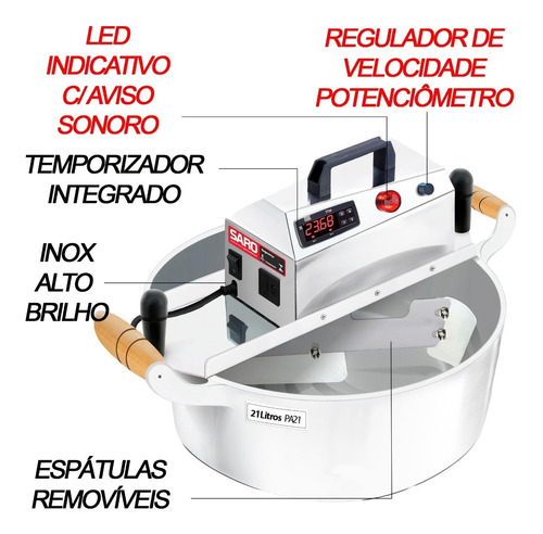Imagem 3 de 6 de Maquina Inox Mexe Doce 21 L + Timer Frete Gratis