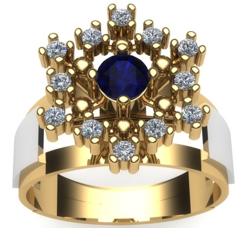 Anel De Formatura Psicologia Com Zirconias Ouro 18k
