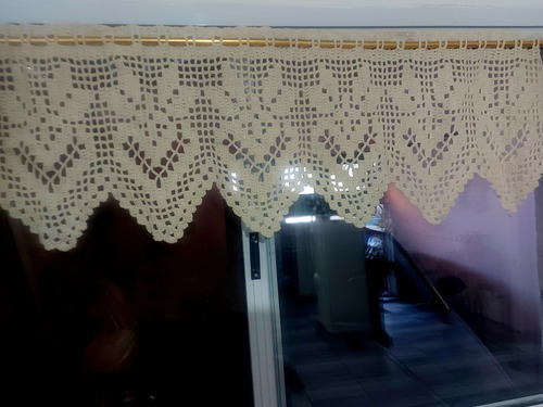 Cortina Bando Cenefa A Crochet Hilo/algodón 121cm X 40cm