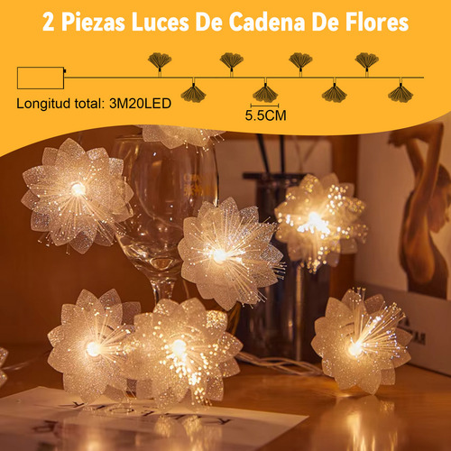 Hi, Goodea 2pcs Tira De Luces Flores Decoracion Navideñas