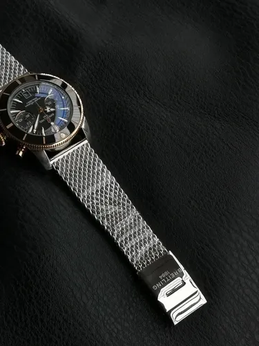 Xzs Breitling Superocean Chronograph Con Correa De Malla Neg