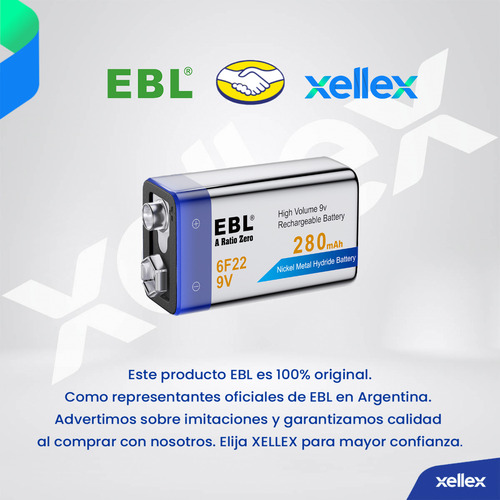 Batería Recargable 9v Ebl Original Ni-mh 280mah X 1 Unidad