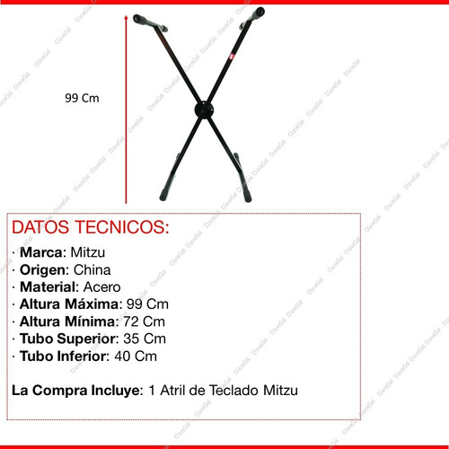 Imagen 3 de 10 de Atril Base Para Teclado Musical Universal Mitzu Mz