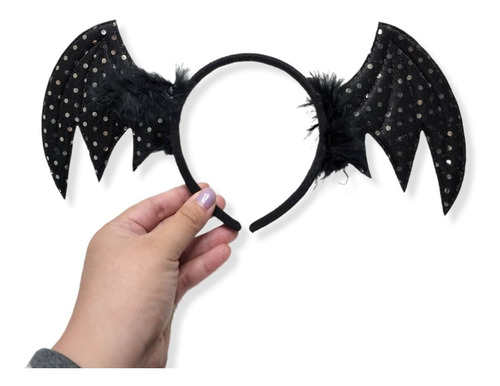 Tiara Asa De Morcego Com Glitter Halloween Festa Temática 