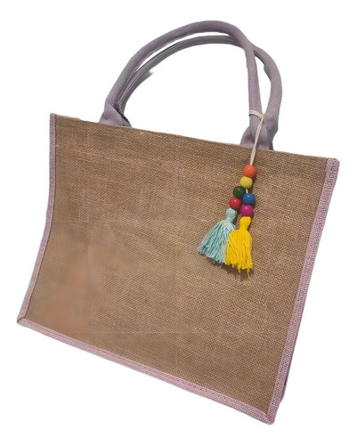 Bolsa Feminina Grande De Praia Material Juta Com Chaveiro