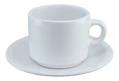 Set X 12 Taza Con Plato Desayuno Porcelana Ricony 220ml 