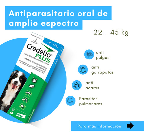Credelio Plus Para Perros 22 A 45kg - 3 Tabletas Masticable
