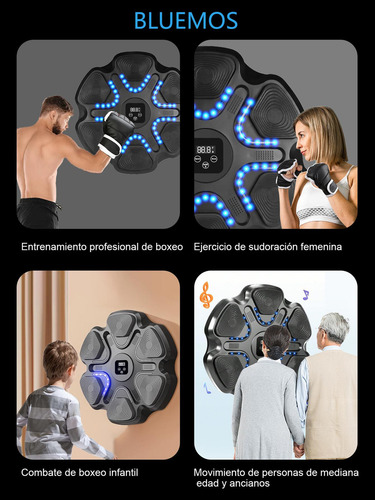 Máquina De Boxeo Karate Musical Bluetooth Inteligente Color Azul Multimodal Máquina De Boxeo Karate Musical Bluetooth Inteligente Guantes De Medio Dedo Incluidos