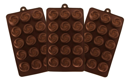Molde Silicona Chocolate Bombones Jabones Con Formas Pack X3 Marrón Rosas