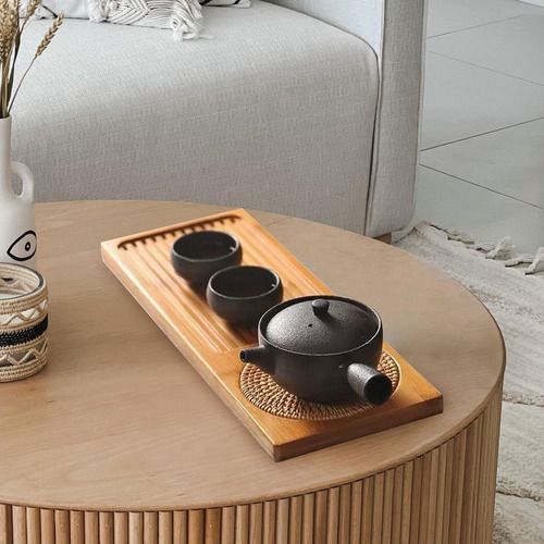 Exquisita Bandeja De Té De Bambú: Elegante Tabla 41cmx15cm
