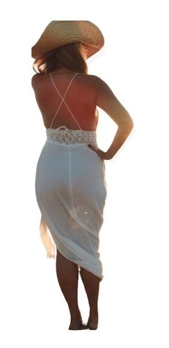 Imagen 5 de 10 de Solero Maxi Largo En Bambula Rústica Detalle Broderie-rio
