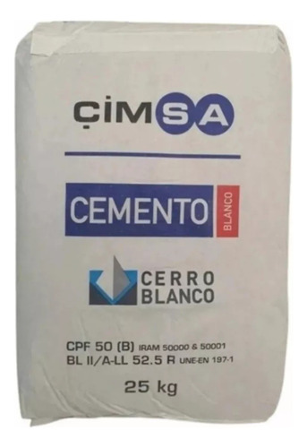 Cemento Blanco Cimsa X 25 Kilos