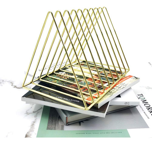 Revistero Librero De Metal Dorado Con 9 Ranuras Paquete De 2