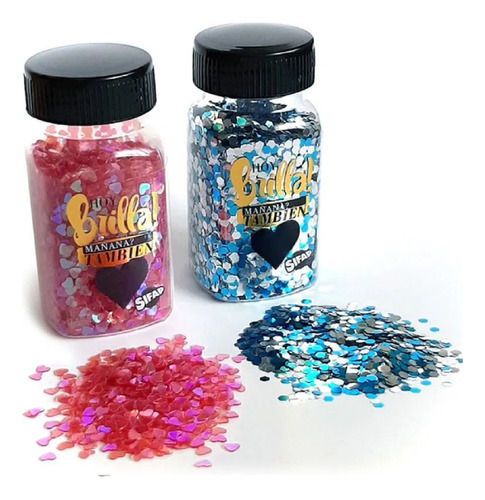 Brillantina Con Formas Brilla Sifap Pote Color X 25g Color ROSA-CELESTE