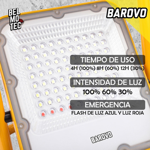 Reflector 30w Recargable Flash Luz Emergencia Led Portatil Color De La Carcasa Amarilla Color De La Luz Blanco Frío
