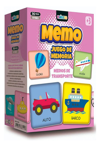 Memo Juego De Memoria Medios De Transporte 36 Fichas Uniesco