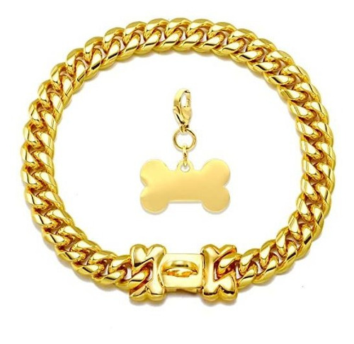 Nikpet Collar De Cadena De Perros De Oro Metal De 18k Xygxa