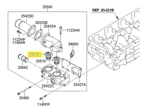 Termostato Motor Para Hyundai H400 D4ga 3.6l 2014