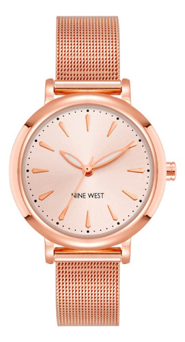 Reloj Nine West Mujer Extensible Color Oro Rosa Nw2392rorg