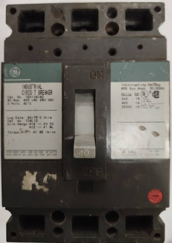 Breaker Trifasico 40amp General Electric 3x40 (Usado)