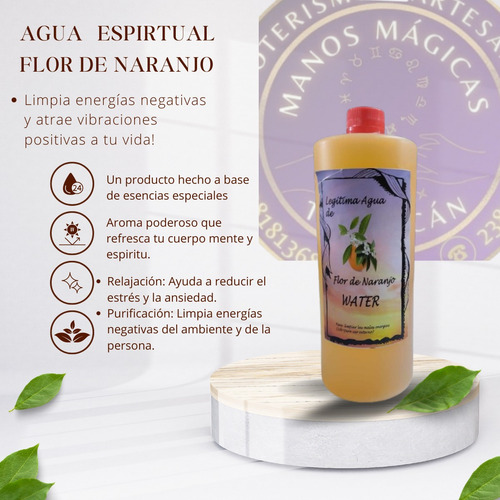 Agua Espiritual Flor De Naranjo 1 L - 3 Piezas