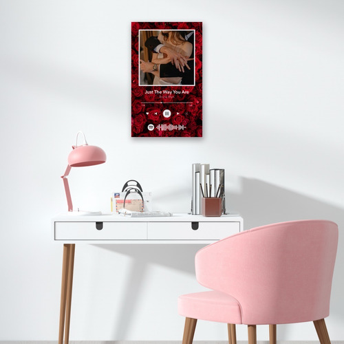 Placa Spotify Personalizada Con Foto Rosas Rojas 30x48 Cm