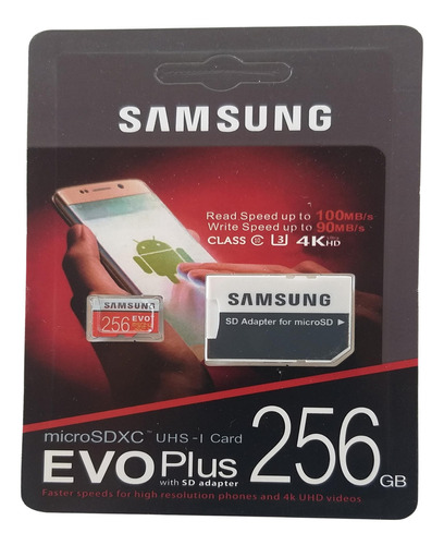 Cartão De Memória Em Samsung Evo Plus 256 Gb