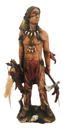 Estatua Índio Americano Caçador Guerreiro Em Resina