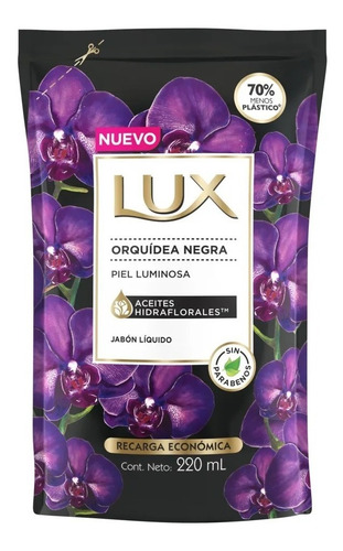 Imagen 4 de 5 de Jabon Liquido Lux Orquidea Negra Repuesto 220ml