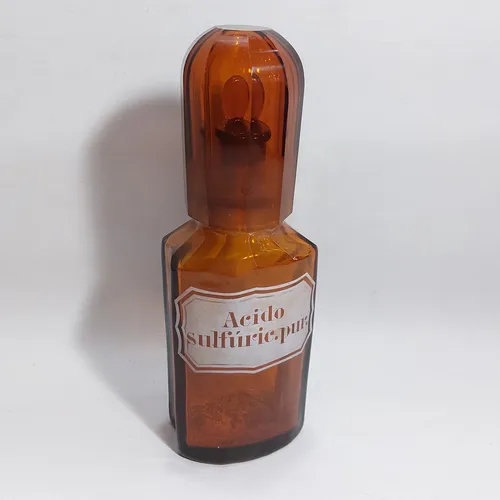 Antiguo Frasco Farmacia Cristal Con Vaso Mag 63717 (Usado)