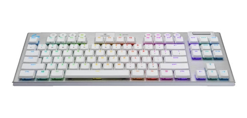 Imagen 2 de 3 de Teclado gamer bluetooth Logitech Serie G G915 TKL QWERTY GL Tactile inglés US color blanco con luz RGB