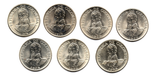 1 Peso Set 1974 - 1980 Sin Circular