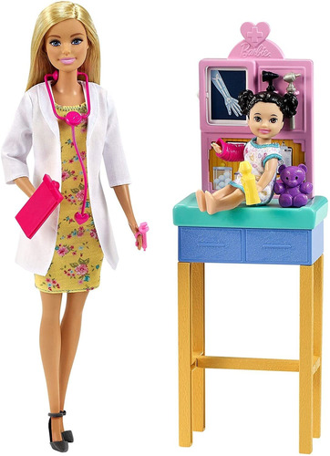 Mesa Barbie Pediatra Playset Para Muñecas Rubias De 12 Pulga