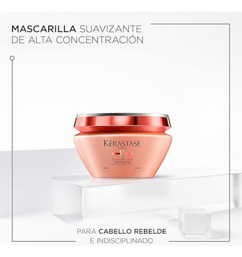 Kit Tratamiento Para Cabello Rebelde Antifrizz Kerastase Discipline Shampoo, Acondicionador, Termoprotector y Mascarilla